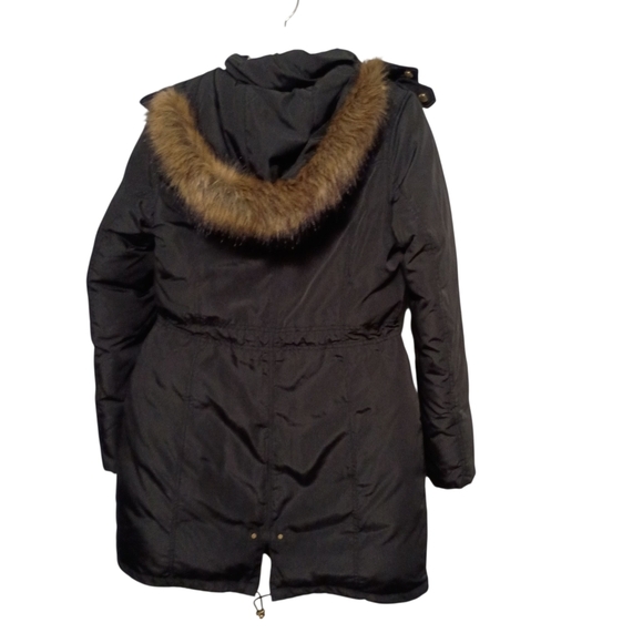 Cole Haan -Black Hooded Parka Down Coat with Gold Accents - Size S,a;; - Picture 6 of 9